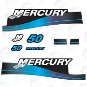 Mercury 50 hp two Stroke outboard engine decals BLUE sticker set reproduction
