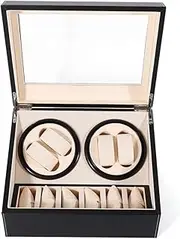 [XINYATO] 4+6 Automatic Rotation Leather Wood Watch Winder Storage Display Case Box Black
