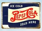 PEPSI-COLA sold here metal tin sign indoor bedroom decorating ideas