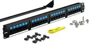 AMPCOM Supreme Series CAT5/5e Patch Panel, 50μ Gold Plated,1U 24-Port Rackmount or Wallmount Punch Down Patch Panel, Cable Management Panel, Label Board, RJ45, 568A 568B