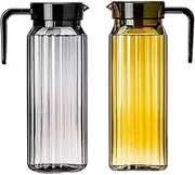 EdirFtra Set of 2 Acrylic Fridge Jug, Acrylic Pitchers with Lid, Clear Plastic Pitcher with Handle, Transparent Juice Container Fridge Door Jug, Clear Water Pitcher for Iced Tea, Lemonade