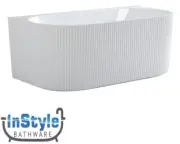 Bari- 1700mm Back To Wall Fluted Freestanding Bath Tub- GLOSS WHITE