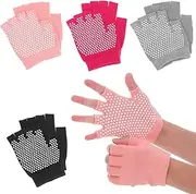 GOOHOCHY Gym Gloves with Hooks Women 4 Pairs Non-Slip Yoga Half Finger Pilates Pilates Ballet Dance Wrist Grips Ballet Ladies Mittens Equipments Protection Sports Gloves