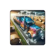 Semi Truck Fantasy Flames Concept Truck Art Wall Clock a Hanging Time Piece