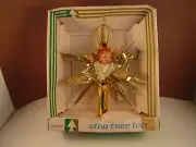 Vintage Bradford Star Christmas Tree Topper Gold Tinsel Angel