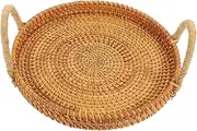Woven Rattan Snack Basket Multi Functional Food Container for Home Decor Portable Fruit Pastry Storage Chic Decorative Tray for Table present for Friends Family