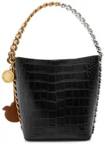 Stella Mccartney Frayme Crocodile-effect Faux Leather Bucket bag - Black ONE SIZE