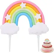 Rainbow Cake Topper,Soft Pottery Rainbow Cake Decorations Colorful Rainbow Cupecake Topper personalized Cake Topper Happy Birthday Cake Toppers Birthday Party Decorations Supplies