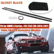Gloss Black For 14-20 BMW 4 Series F32 F33 F36 M Sport Extension Lip Side Skirts (for: BMW)