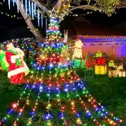 KNONE Outdoor Christmas Decorations Waterfall Lights 344 LED 8 Modes Tree Gift