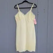 Vtg 50s Shadowline Lingerie Antron III Nylon Slip Dress Sweetheart Necklin Sz 36