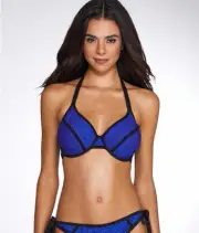 CLEO SWIM CW0295 GIGI TRIANGLE BIKINI TOP IN BLUE/BLACK
