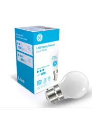 GE 4.3W LED Opal BC Fancy Round Cool White Globe