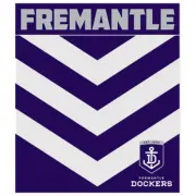 Fremantle Dockers Polar Fleece Throw Rug Blanket. Team Colours & Logo. AFL Footy
