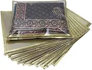 [Generic] Non-Woven Single Saree Bags Golden Colour, Transparent Saree Covers With Zip, Saree Covers For Storage, Wardrobe Organiser, Size-36x42x2CM Pack of (30)