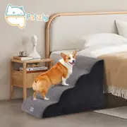 Petzly 4 Tiers Dog Steps Pet Stairs Ramp Portable Bed Ladder Washable Cover