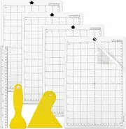 Zuxbolf Pack of 4 Cutting Mats for Silhouette Portrait Transparent Standard Grip Cutting Film Self-Adhesive Cutting Mat Replacement Cutting Mats with 2 Squeegees & Drawing Ruler for Silhouette Cameo