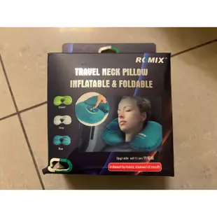 【Romix】免吹嘴按壓式可收納U型舒壓旅行用靠枕(頸枕) 午安枕充氣枕