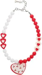 Toddmomy Pet Necklace for Small Pets Adjustable Beaded Chain with Heart-Shaped Pendant Cute Collar Accessories for Kittens and Puppies