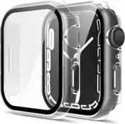 For Apple Watch 8 /7 /SE /6 /5 /4 /3 /2 /1 Ultra Hard Gel Case With Built-In Screen Protector 42MM - Clear