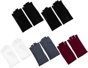 [MOBUTOFU] 5 Pairs Women's Sun Protection Gloves Breathable Absorbent Comfortable Driving Gloves for Women Half-Finger Design Shockproof Anti-Slip