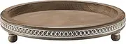 KULEDM Wooden Tray Decor, Small Beaded Coffee Table Tray Decor, Warm Brown Round Decorative Tray for Coffee Table, Dining Room Table Entryway and Living Room Table