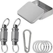 Quick Release Keychain Set with Titanium Carabiner and Keyrings – Advanced Titanium Swivel Clip – Lightweight and Durable Design with 360-Degree Rotation – Heavy-Duty Quick Disconnect Keyring…