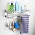 Double Chrome Fixed Holder Storage Organizer Towel Rail Holder Bathroom Rack
