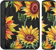 Joitme Wildflower Sunflower Soft Flannel Car Seat Strap Pads for Infants - Cushioned Strap Pads for Cars, Camera Bags, and Backpacks