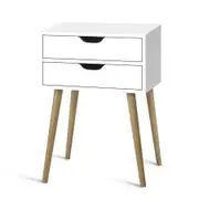 Artiss Bedside Table 2 Drawers - BODIE White