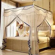 4 Corner Post Bed Canopy Mosquito Net, Luxury Princess Bed Canopy with Stainless Steel Bracket, Easy Installation, Bed Curtain Mesh for Indoor Outdoor Room Decoration,Sapphire Blue,186 * 200
