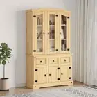 vidaXL Highboard Corona Brown 112x43x196 cm Solid Wood Mexican Pine