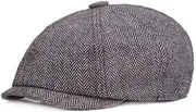 [AIMALL] Men's Octagonal Wool Blend Newsboy Cap - Peaky Blinders Inspired Flat Beret Hat - Classic 8 Panel Design for Golf & Driving - Size 56-58CM