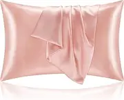 BEDELITE Satin Silk Pillowcase for Hair and Skin Coral Pillowcases Standard Size Set of 2 Super Soft Pillowcases with Envelope Closure (20 x 26 Inches)