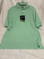 Ben Hogan Performance Polo Men’s L Green Ash Stripe Poly Recycled UPF 50 Sun