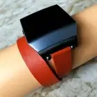 Orange Double Wrap Soft Leather Band Strap Bracelet for Fitbit Ionic Smartwatch