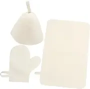 Happyyami Felt Sauna Personal Sauna Tent Shower Cap Wool Sauna Hat Sauna Hair Cap Felt Sauna Hat for Men Bonnet Home Sauna Shower Cap Sauna Fabric Gloves Door Mitts Grey