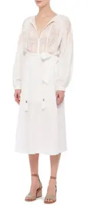 Alice McCall Midi Dress White Embroidered Long Sleeves Free People Gypsy Queen