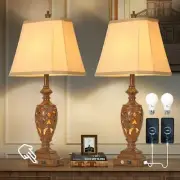 29.5"H Touch Traditional Table Lamp Set of 2,Vintage Bedside Nightstand Bronze