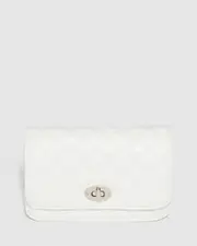 White Eboni Quilted Crossbody Bag