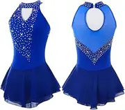 [Zagitova] Figure Skating Dress for Women Rhinestone Ice Skating Dress Ballet Dance Leotards for Competition