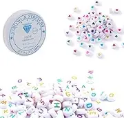 CuiCanfla 400 PCS Clay Beads for Jewellery Making, White Flat Round Acrylic Alphabet Beads, for Bracelet Jewelry Making DIY Art Craft Weaving