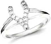 [JewelryWeb] 925 Sterling Silver Solid Polished CZ Simulated Diamond Wishbone Ring Size 7 Band Style-Ring for Women