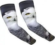 [FHEDVBN] Arctic Owl Arm Sleeves Compression Arm Covers for Men Women Outdoor Sun Sleeves Cooling Sports Sleeve, Black