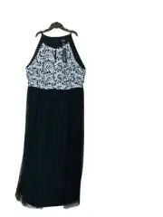 NWT women lovely grace’s size 3X black and white maxi Occasion Dress/ Night Gown