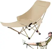 Portable Camping Chair | Folding Patio Chairs | Adjustable Height Lounger Seat Ergonomic Stool for Patio Porch Poolside Beach Hiking