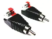 From OZ Quality 2PC Speaker Binding Post to RCA Male Plug Adaptor Connector +FP!