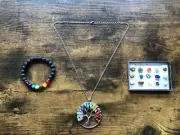 Chakra Bracelet, Tree of Life Necklace & Crystal Set - Spiritual Healing Bundle