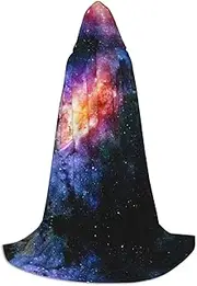 SKKNT Galaxy In The Universe Print Halloween Hooded Cloak Full Length Cape With Hood For Men And Women For Carnival