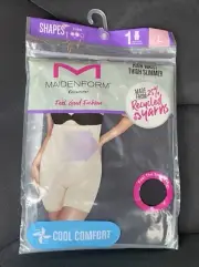 Maidenform Flexees Shapewear High Waist Thigh Slimmer Cool Comfort Large Black